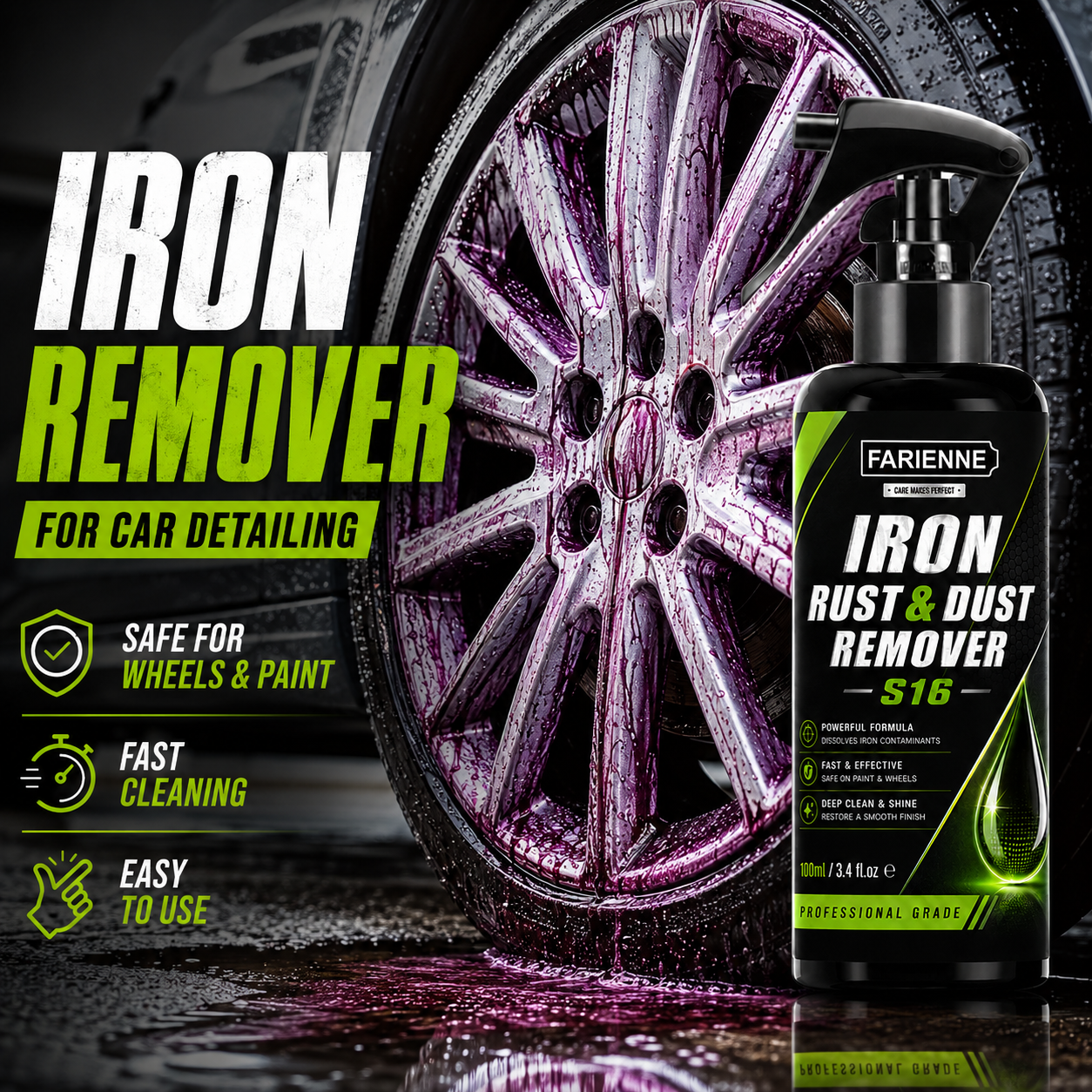 Wheel Cleaner Alloy - Iron Remover Car Detailing Spray Dissolve